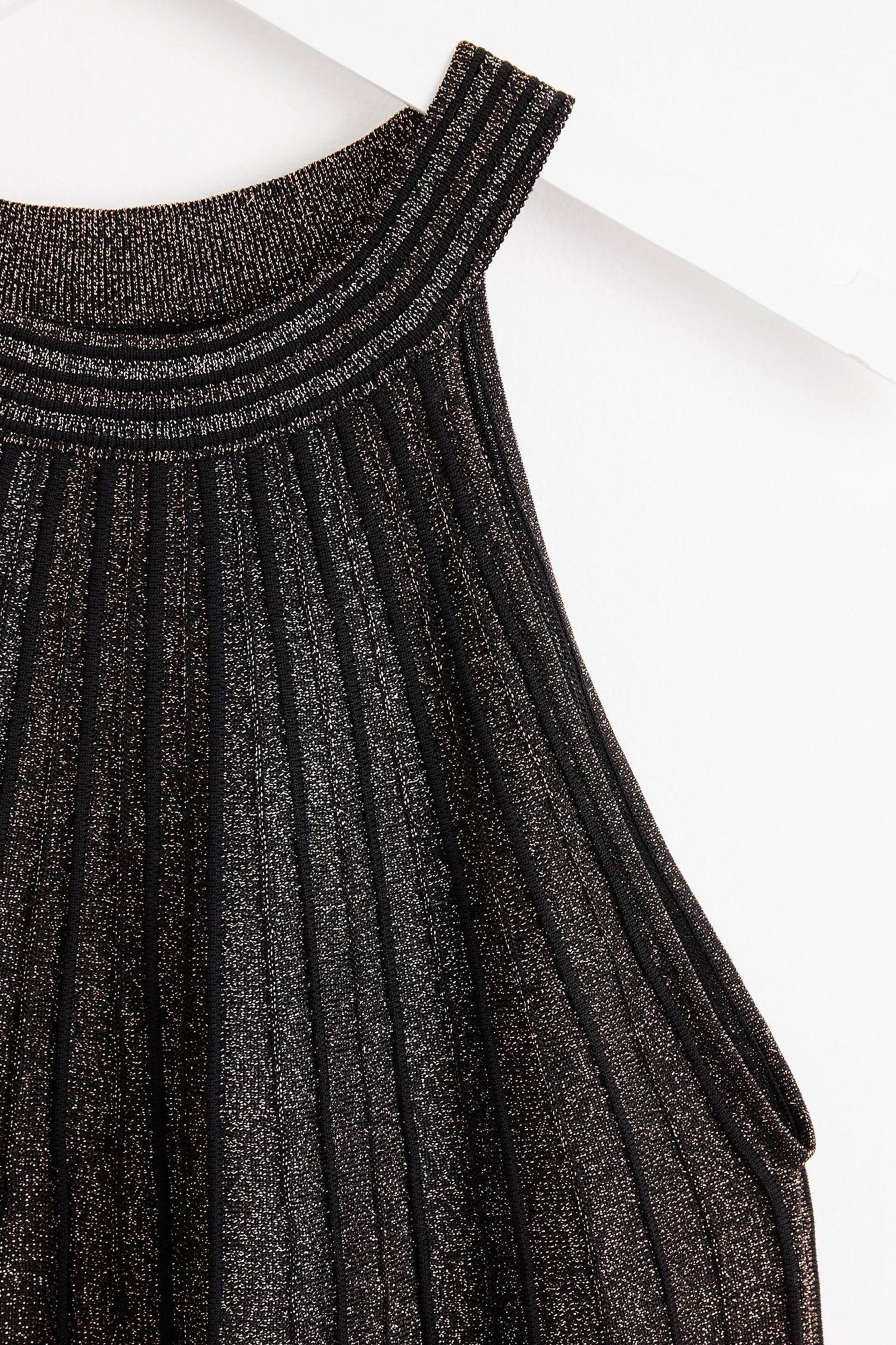 Oliver Bonas Black Sparkle Stripe Copper Halter Neck Shift Dress - Image 7 of 8