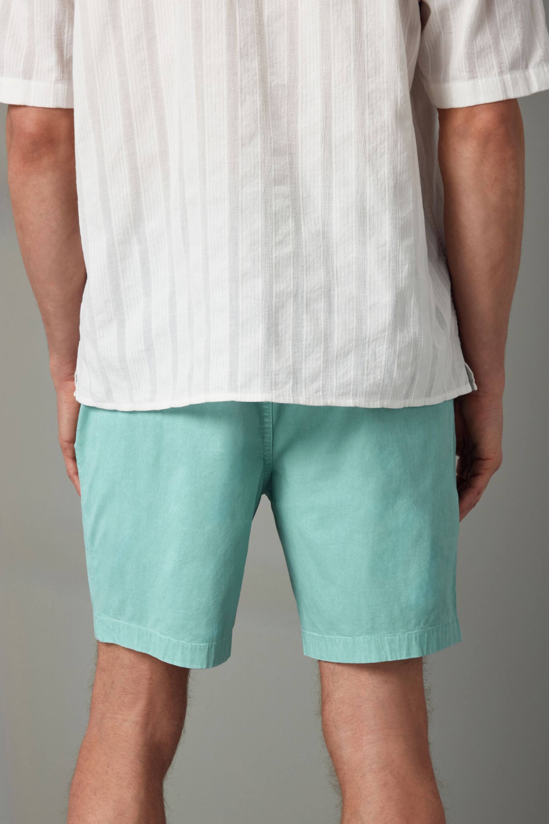Aqua Blue Washed Cotton Elasticated Waist Shorts - Image 3 of 10
