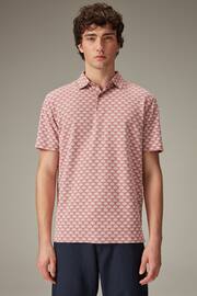 Pink/White Textured Print Polo Shirt - Image 3 of 10