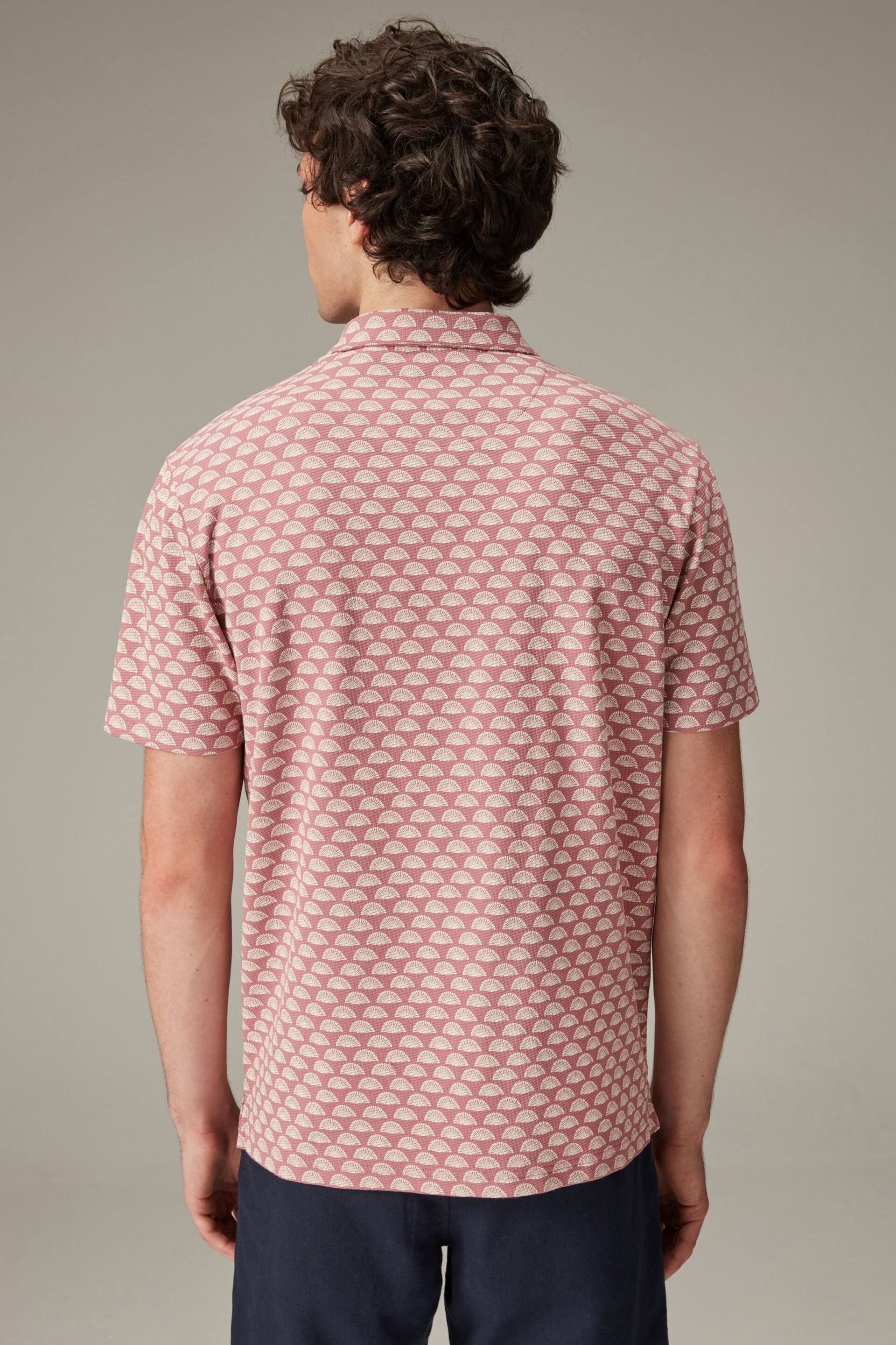 Pink/White Textured Print Polo Shirt - Image 4 of 10