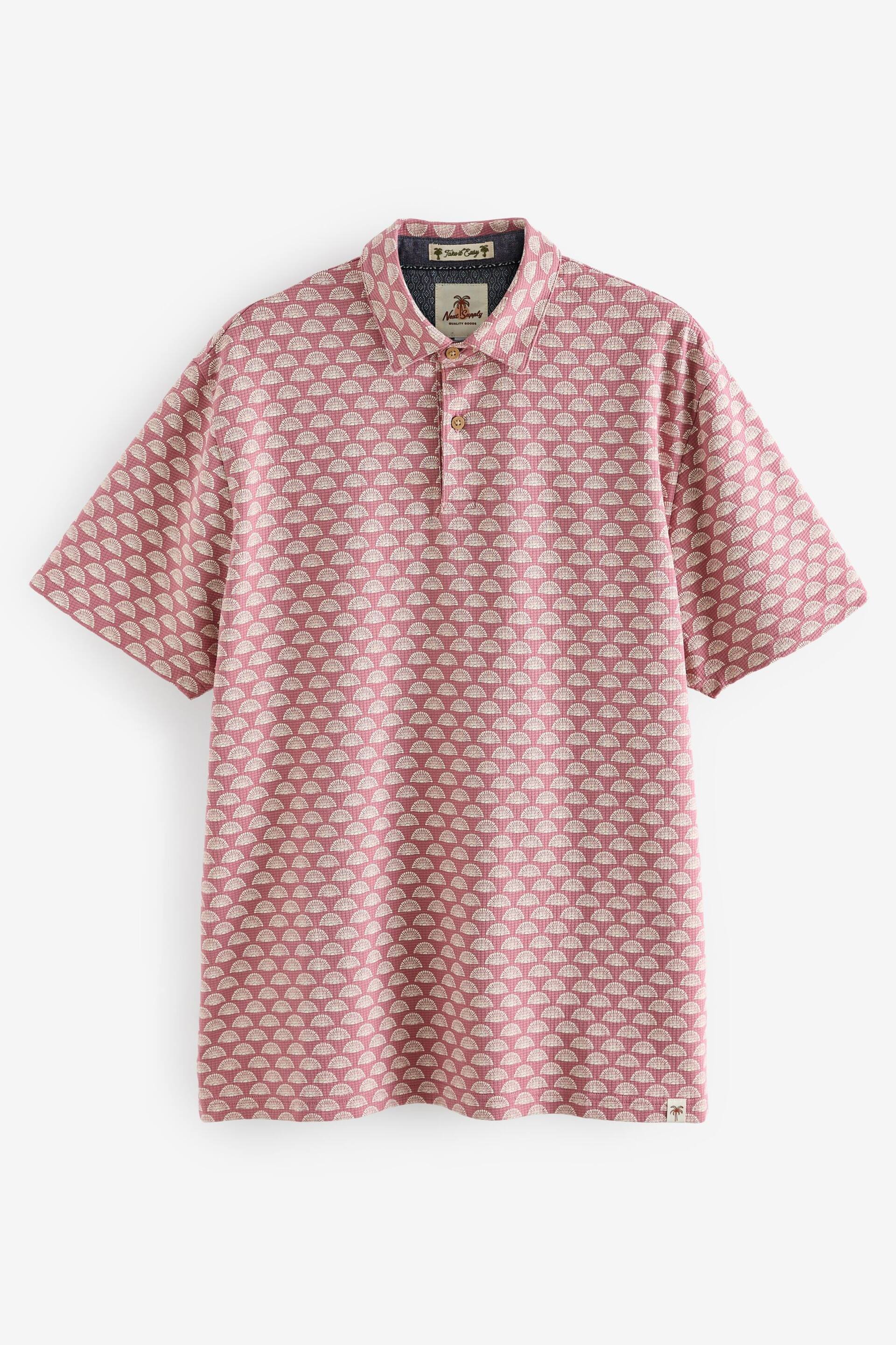 Pink/White Textured Print Polo Shirt - Image 8 of 10