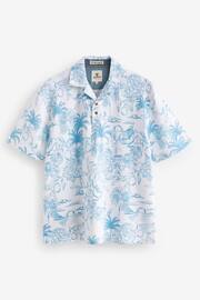 White/Blue Textured Print Polo Shirt - Image 5 of 7