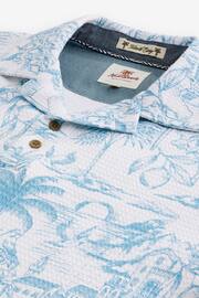 White/Blue Textured Print Polo Shirt - Image 6 of 7