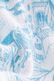 White/Blue Textured Print Polo Shirt - Image 7 of 7