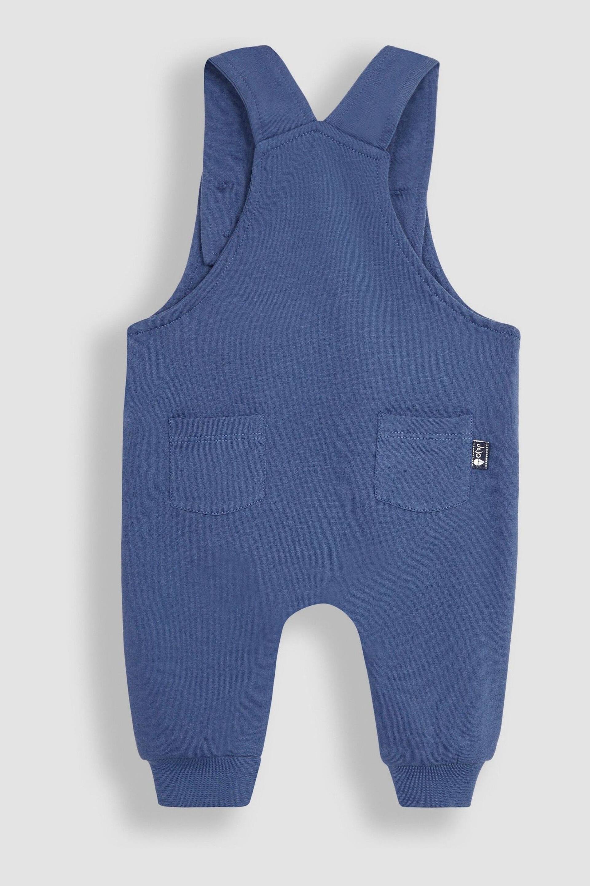 JoJo Maman Bébé Navy Blue Shark Appliqué Trouser Dungarees & T-Shirt Set - Image 4 of 7