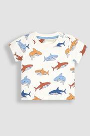 JoJo Maman Bébé Navy Blue Shark Appliqué Trouser Dungarees & T-Shirt Set - Image 5 of 7