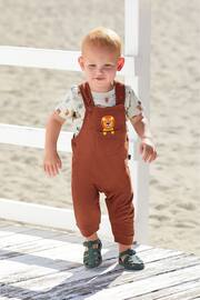 JoJo Maman Bébé Brown Lion Appliqué Trouser Dungarees & T-Shirt Set - Image 1 of 7