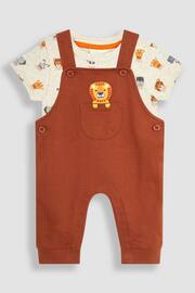 JoJo Maman Bébé Brown Lion Appliqué Trouser Dungarees & T-Shirt Set - Image 2 of 7