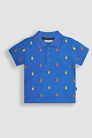 JoJo Maman Bébé Cobalt Blue Pineapple Embroidered Polo Shirt - Image 1 of 3