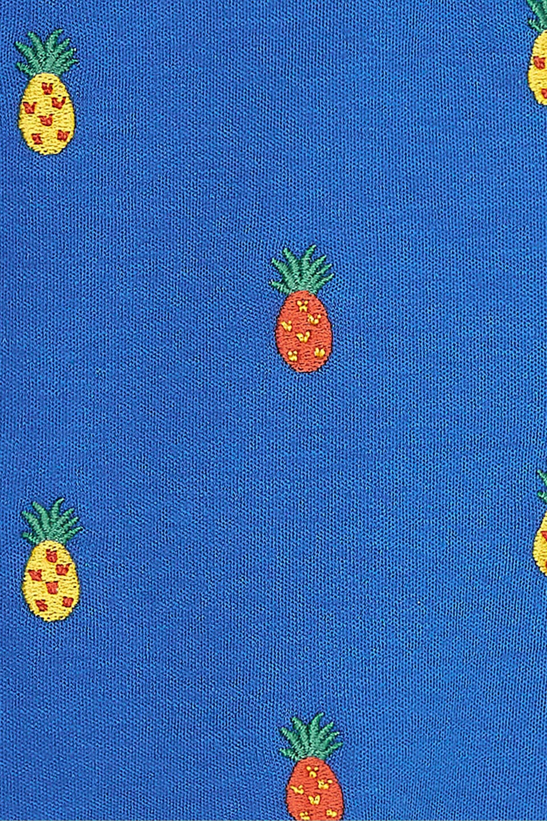 JoJo Maman Bébé Cobalt Blue Pineapple Embroidered Polo Shirt - Image 3 of 3