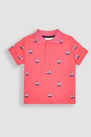 JoJo Maman Bébé Pink Sailboat Embroidered Polo Shirt - Image 1 of 3
