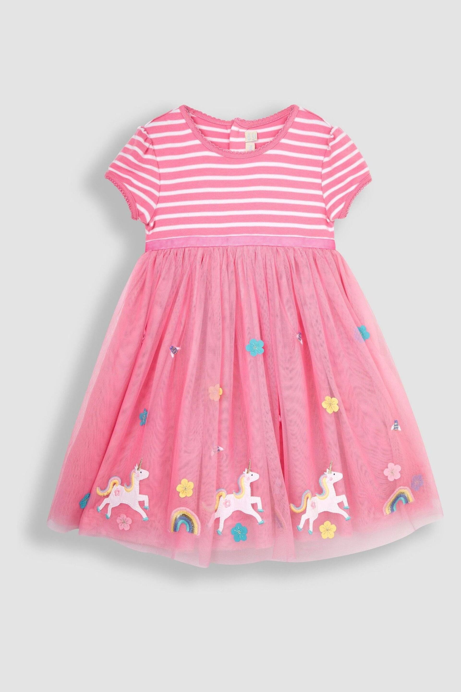 JoJo Maman Bébé Pink Unicorn Tulle Party Dress - Image 4 of 6