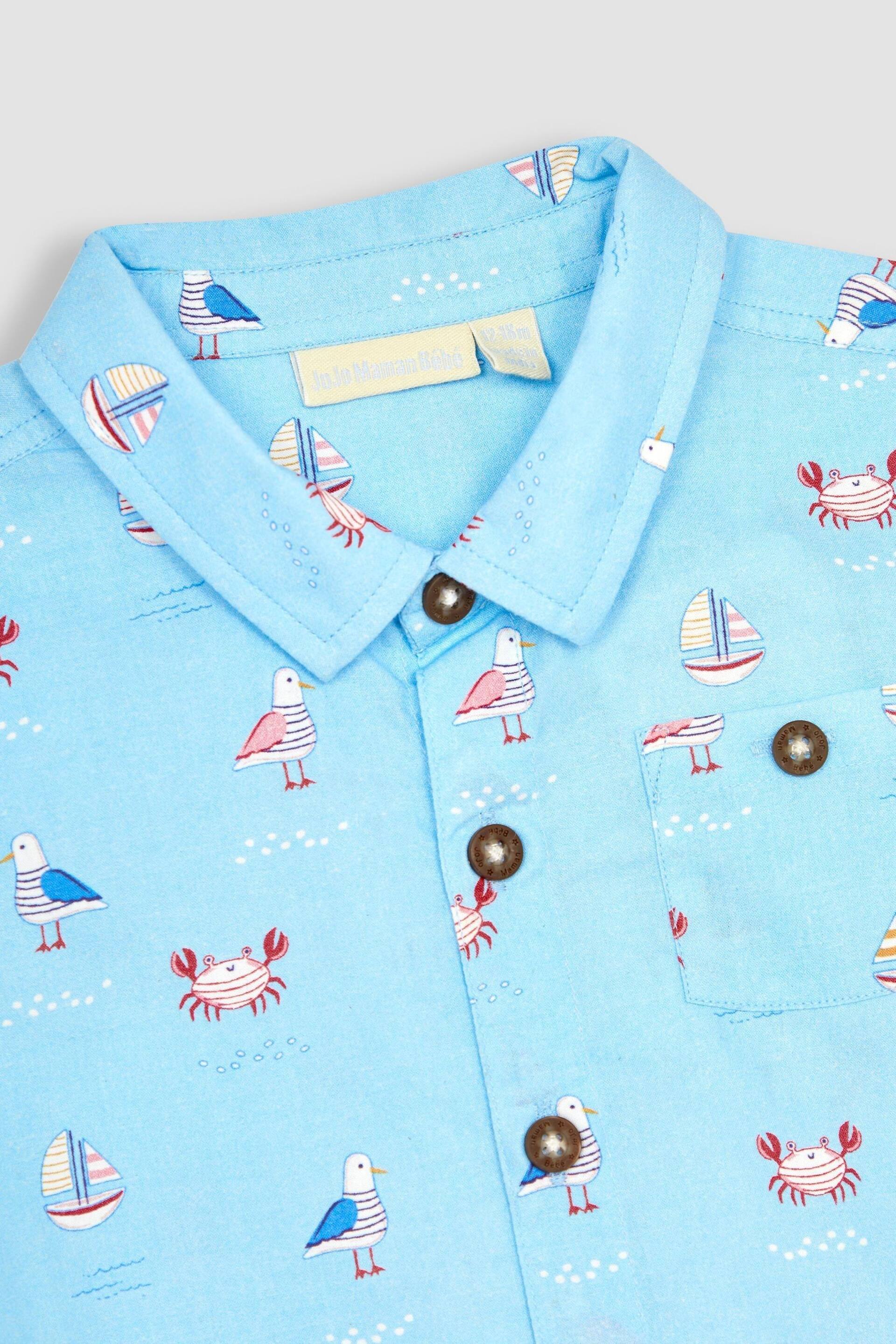 JoJo Maman Bébé Blue Nautical Printed Shirt & Shorts Set - Image 6 of 6