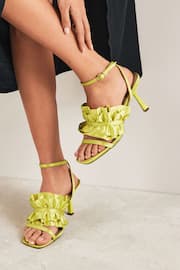 Lime Green Forever Comfort® Ruffle Heeled Sandals - Image 1 of 3