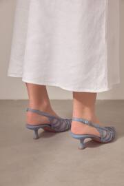 Blue Forever Comfort® Mesh Panel Point Toe Slingback Heels - Image 2 of 9