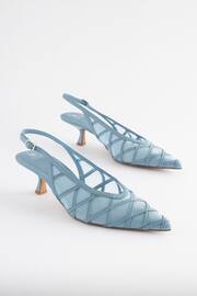 Blue Forever Comfort® Mesh Panel Point Toe Slingback Heels - Image 4 of 9