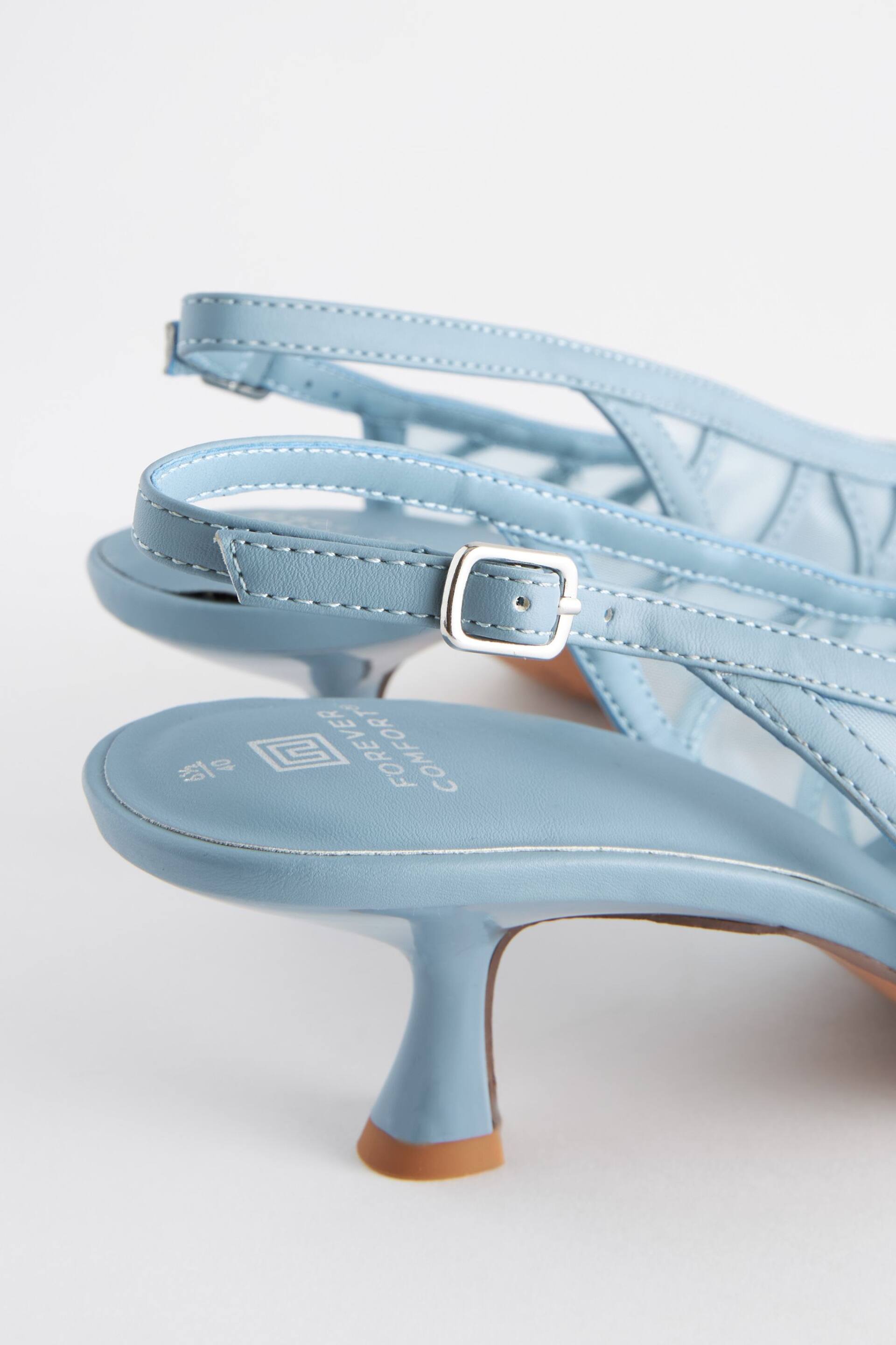 Blue Forever Comfort® Mesh Panel Point Toe Slingback Heels - Image 6 of 9