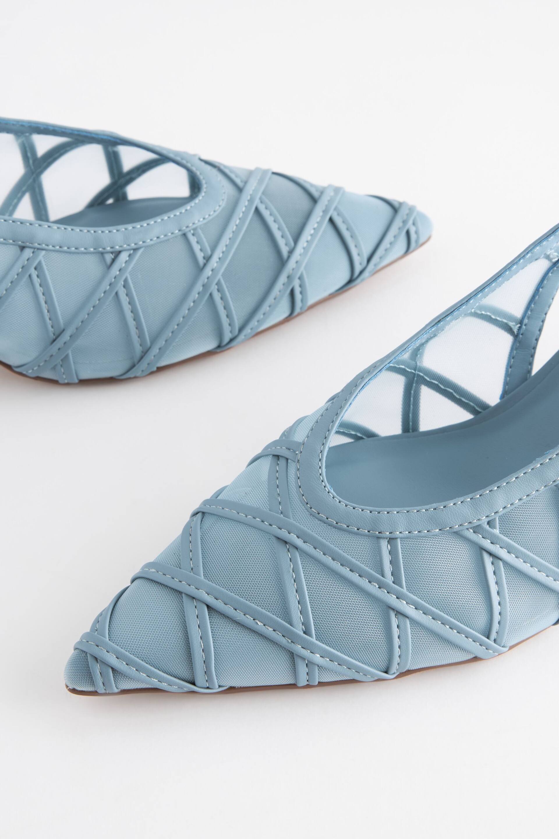 Blue Forever Comfort® Mesh Panel Point Toe Slingback Heels - Image 7 of 9