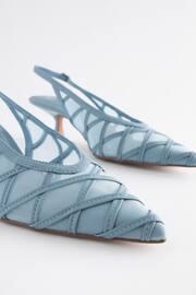 Blue Forever Comfort® Mesh Panel Point Toe Slingback Heels - Image 9 of 9