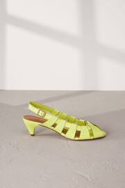 Lime Green Signature Leather Cage Slingback Heels - Image 5 of 8