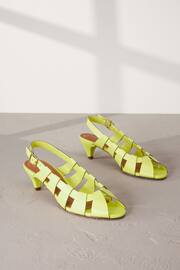 Lime Green Signature Leather Cage Slingback Heels - Image 6 of 8