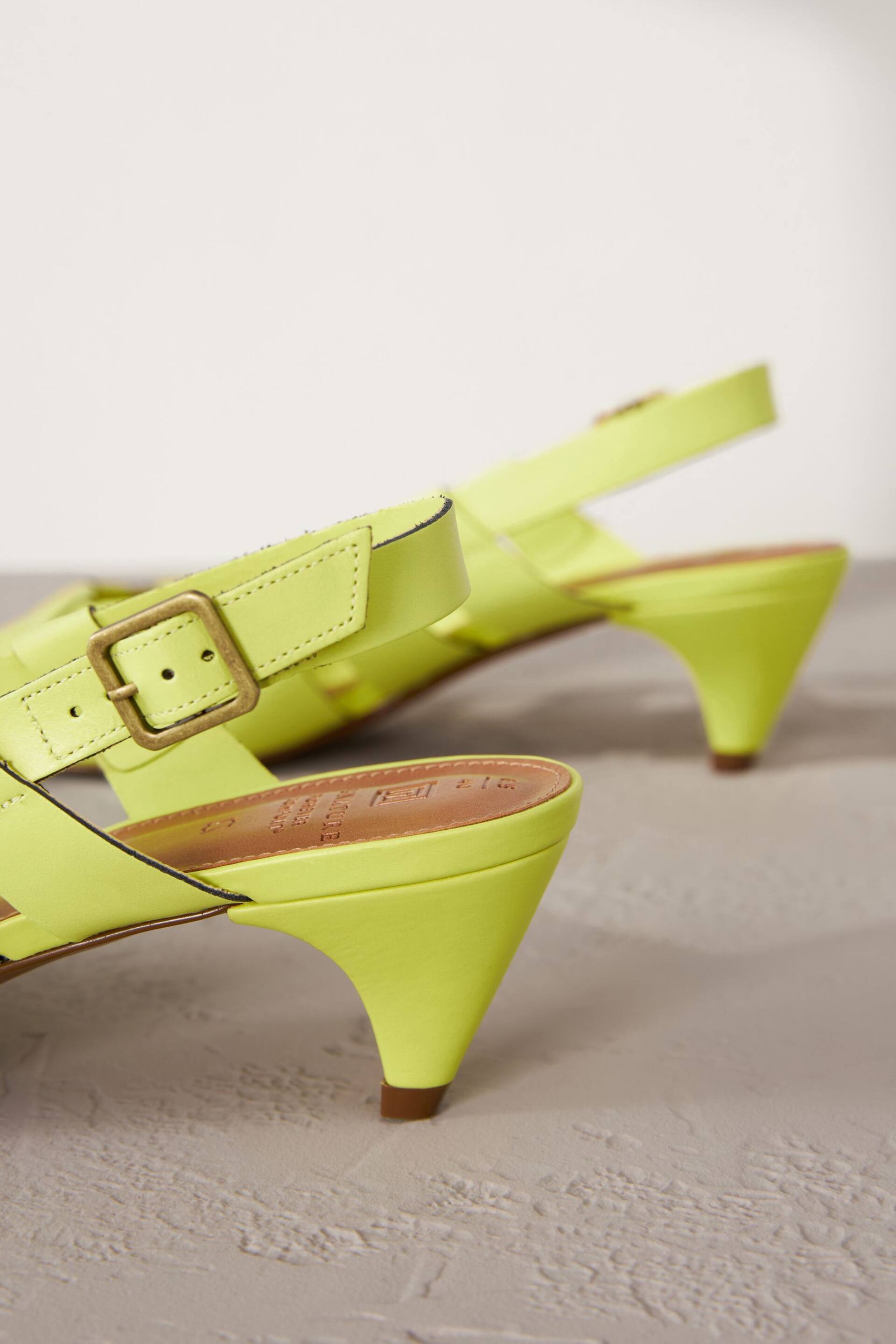 Lime Green Signature Leather Cage Slingback Heels - Image 7 of 8