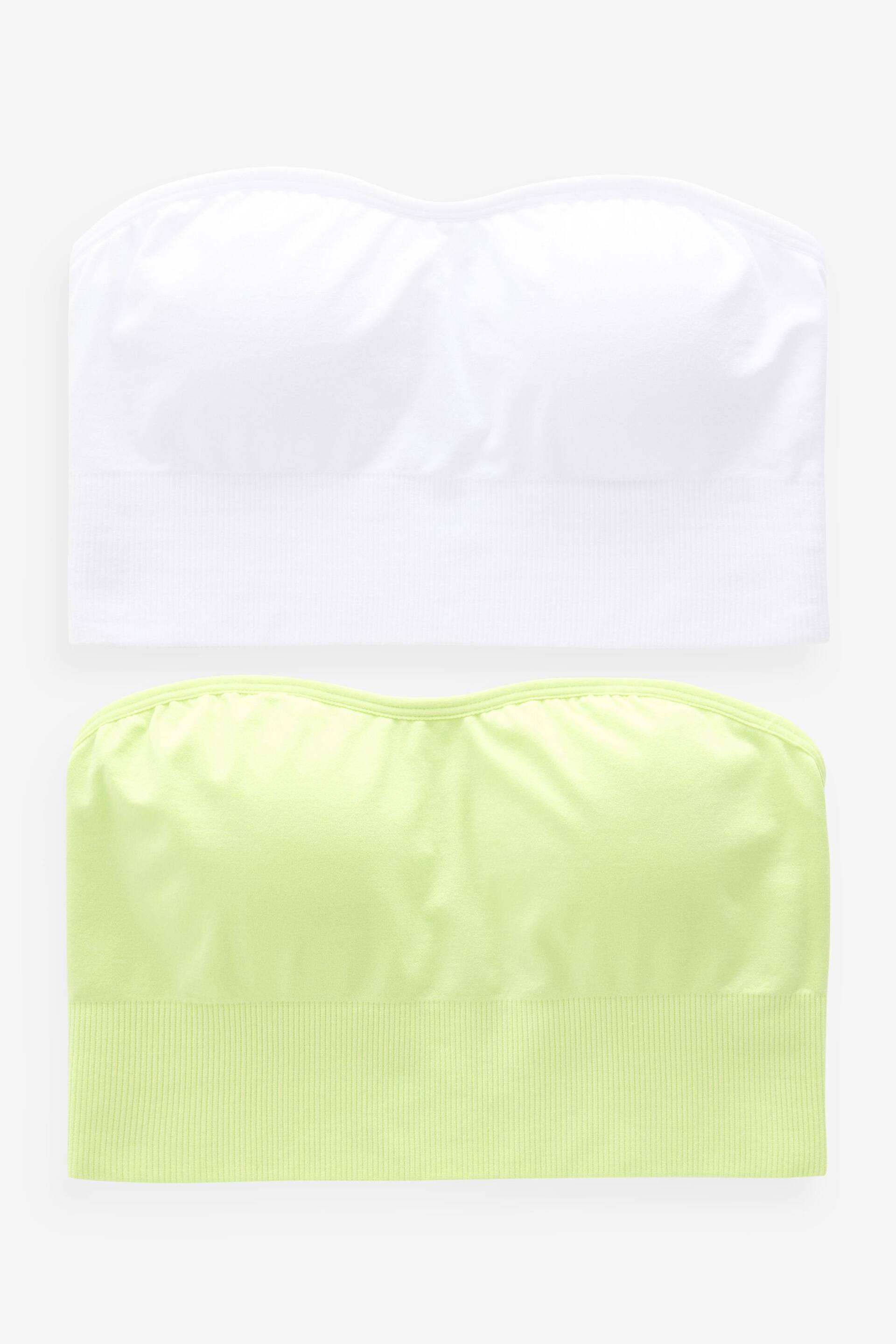 White/Lime Green Seamfree Bandeau Bras 2 Pack - Image 7 of 10
