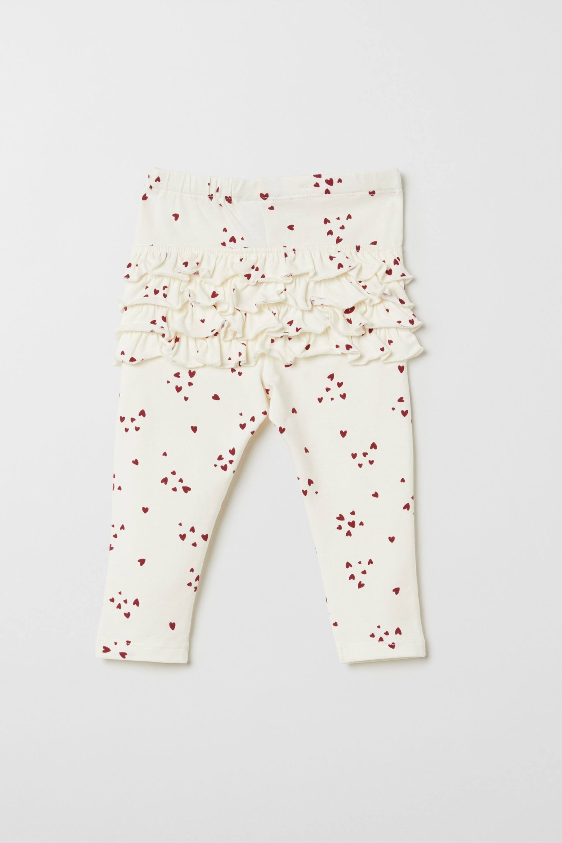 Polarn O Pyret Red Organic Ruffled Heart Print Leggings - Image 3 of 5