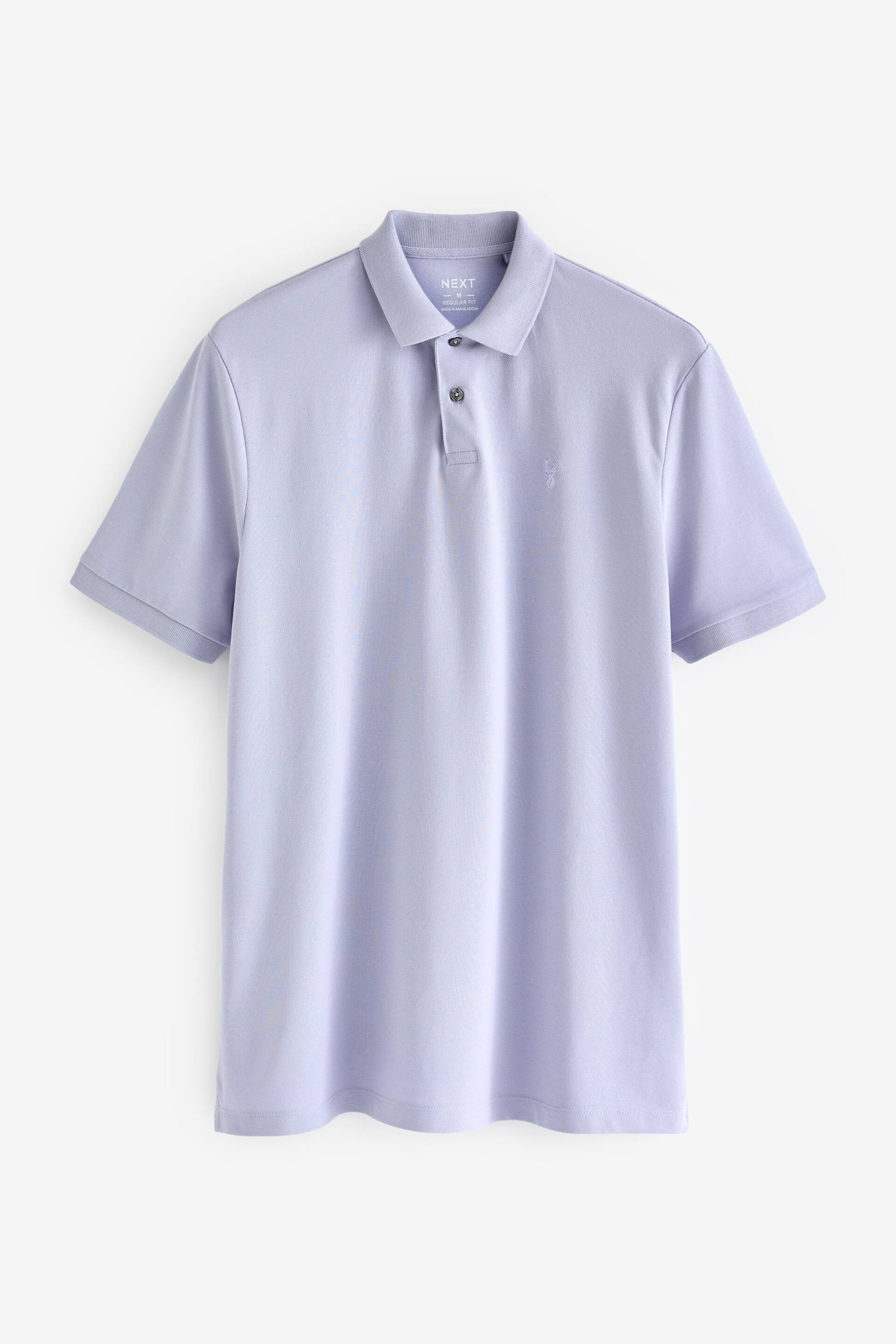 Purple Lilac Regular Fit Short Sleeve Pique Polo Shirt - Image 6 of 8