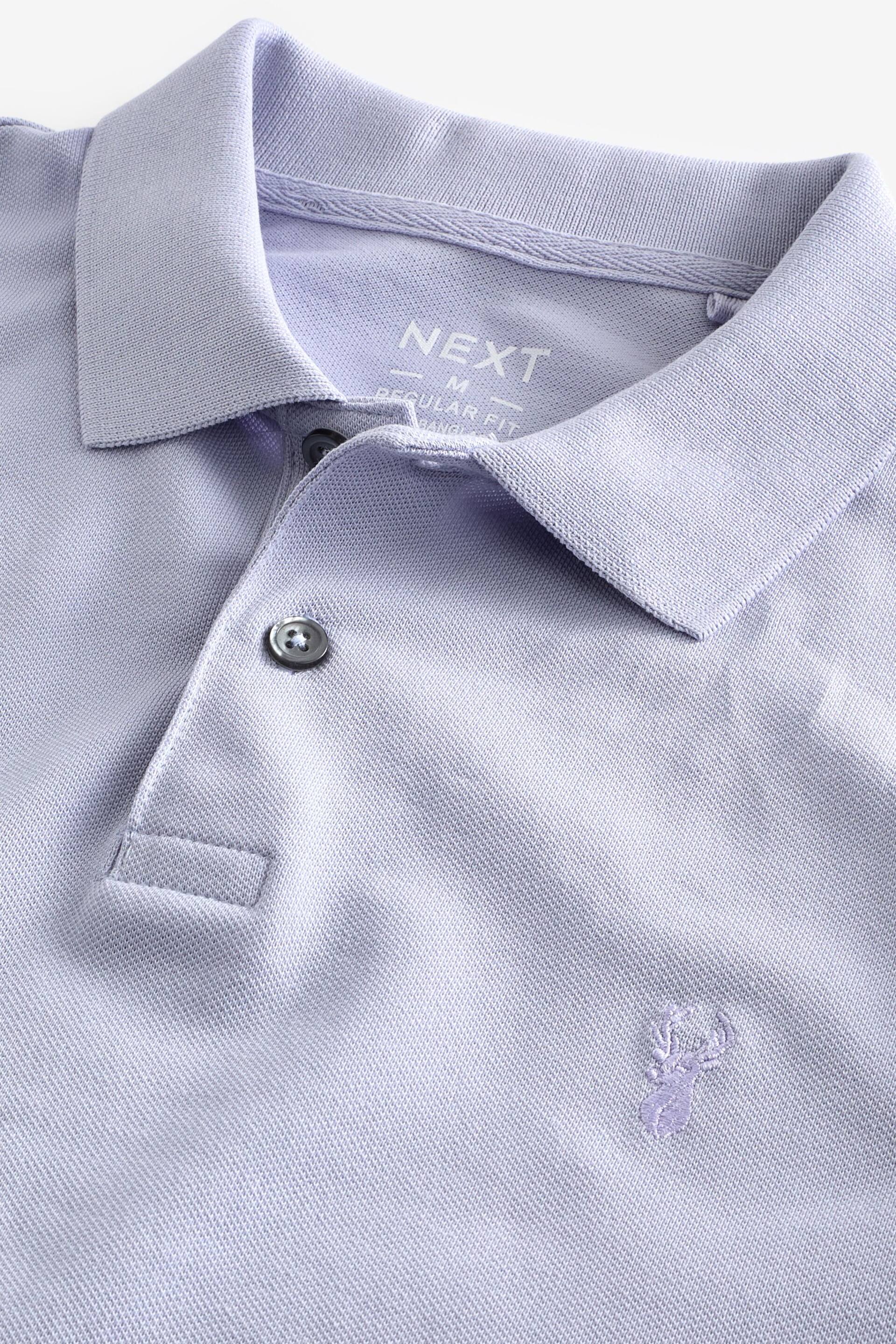 Purple Lilac Regular Fit Short Sleeve Pique Polo Shirt - Image 7 of 8