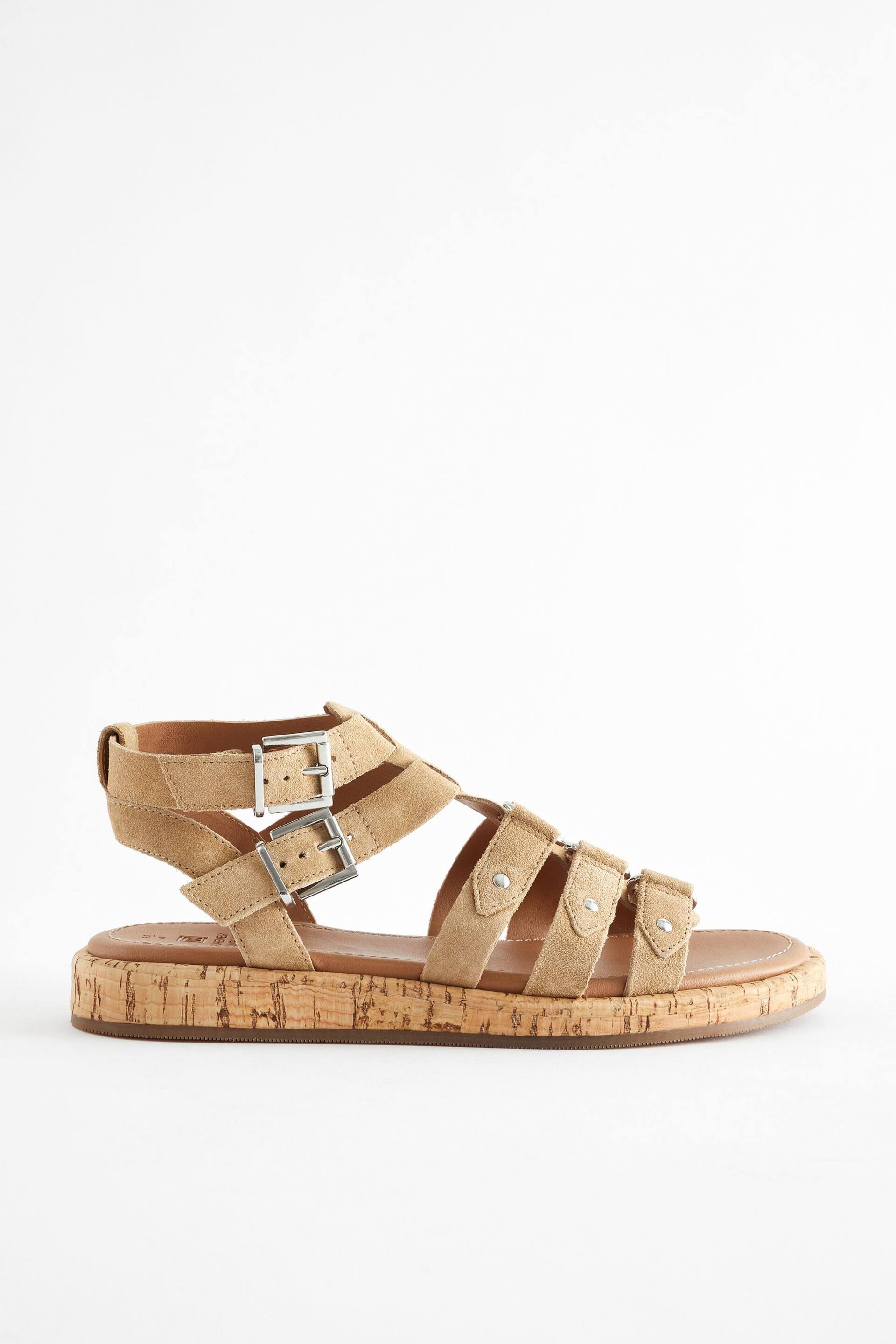 Sand Brown Regular/Wide Fit Forever Comfort® Leather Gladiator Sandals - Image 3 of 6