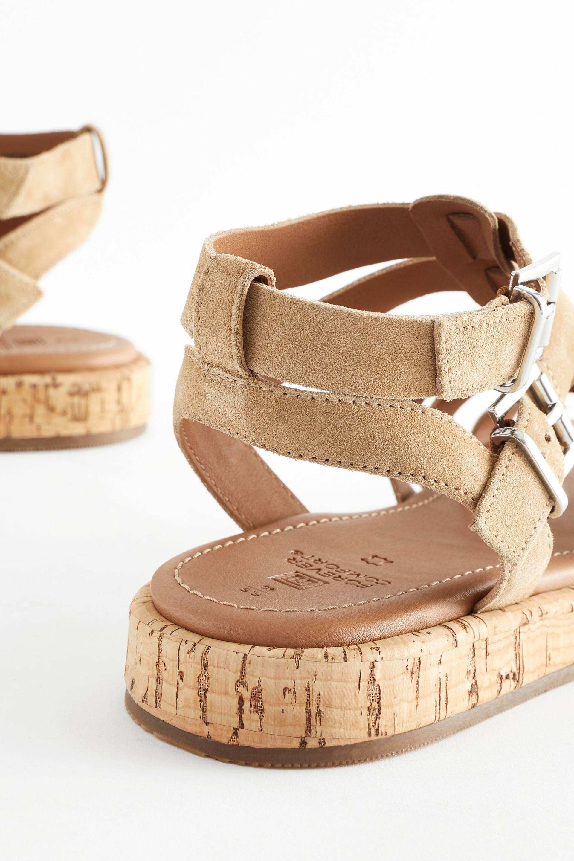 Sand Brown Regular/Wide Fit Forever Comfort® Leather Gladiator Sandals - Image 4 of 6