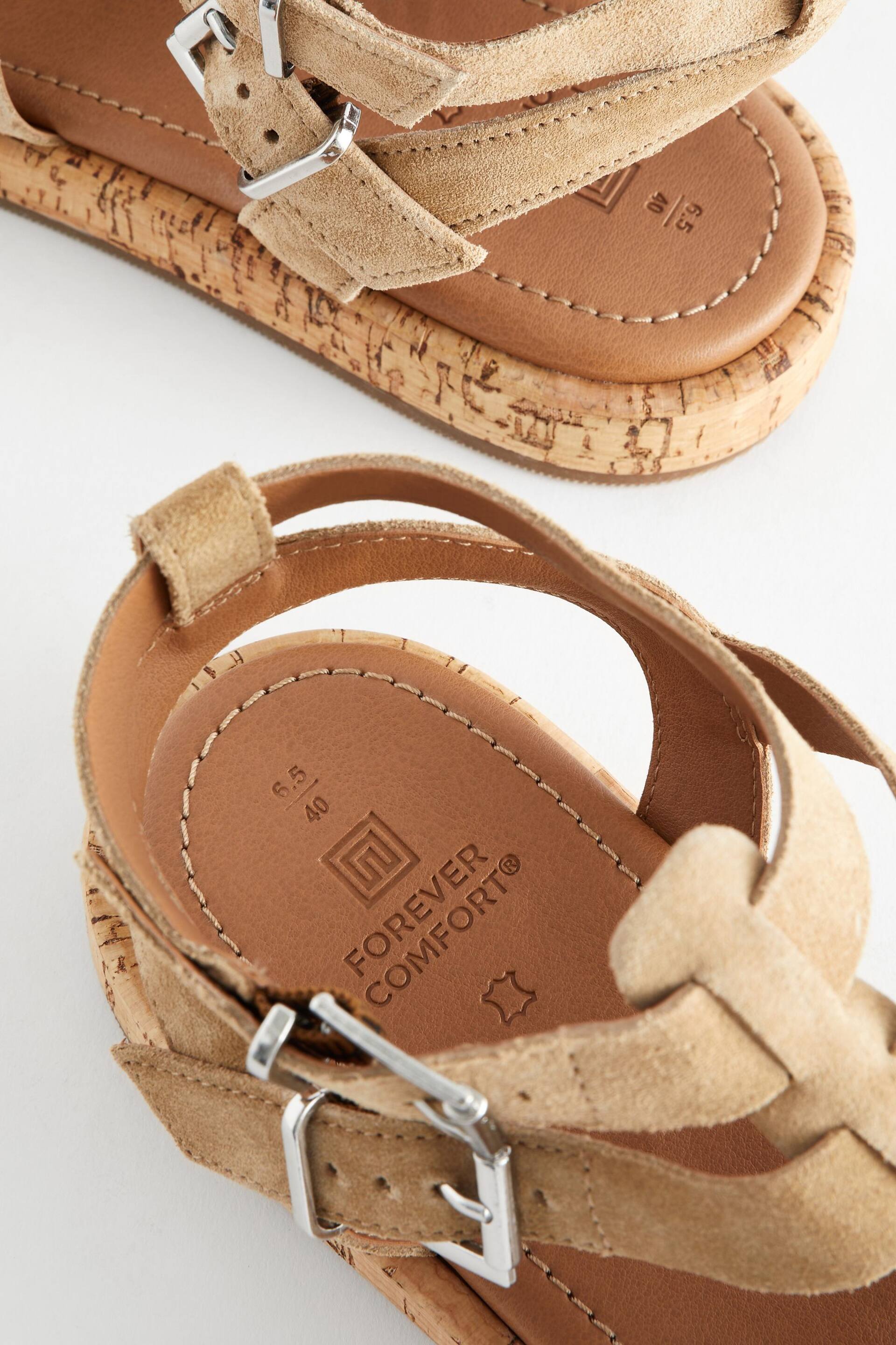 Sand Brown Regular/Wide Fit Forever Comfort® Leather Gladiator Sandals - Image 6 of 6