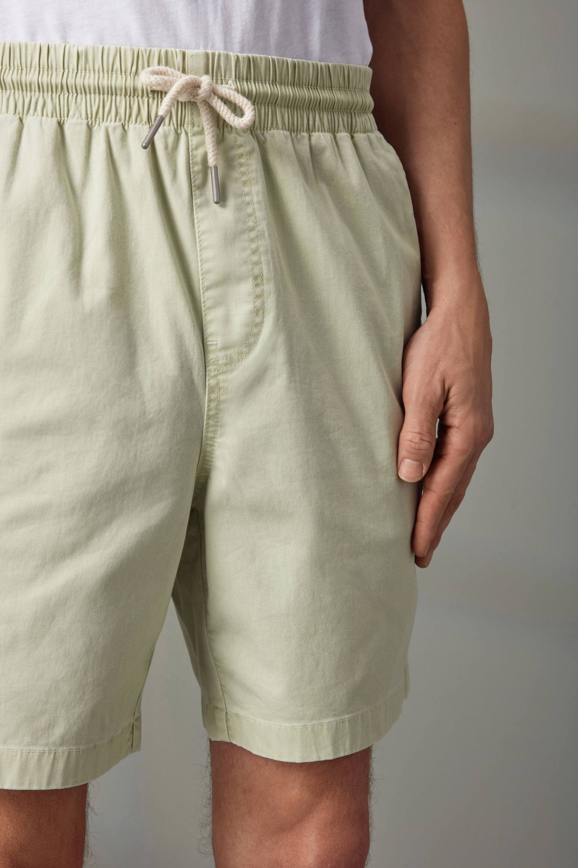 Lime Green Washed Cotton Elasticated Waist Shorts - Image 4 of 9