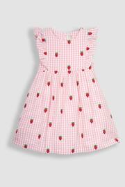 JoJo Maman Bébé Pink Strawberry Embroidered Gingham Pretty Summer Dress - Image 3 of 3