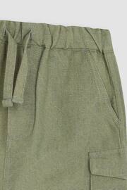 JoJo Maman Bébé Khaki Green Cotton Linen Summer Shorts - Image 3 of 3