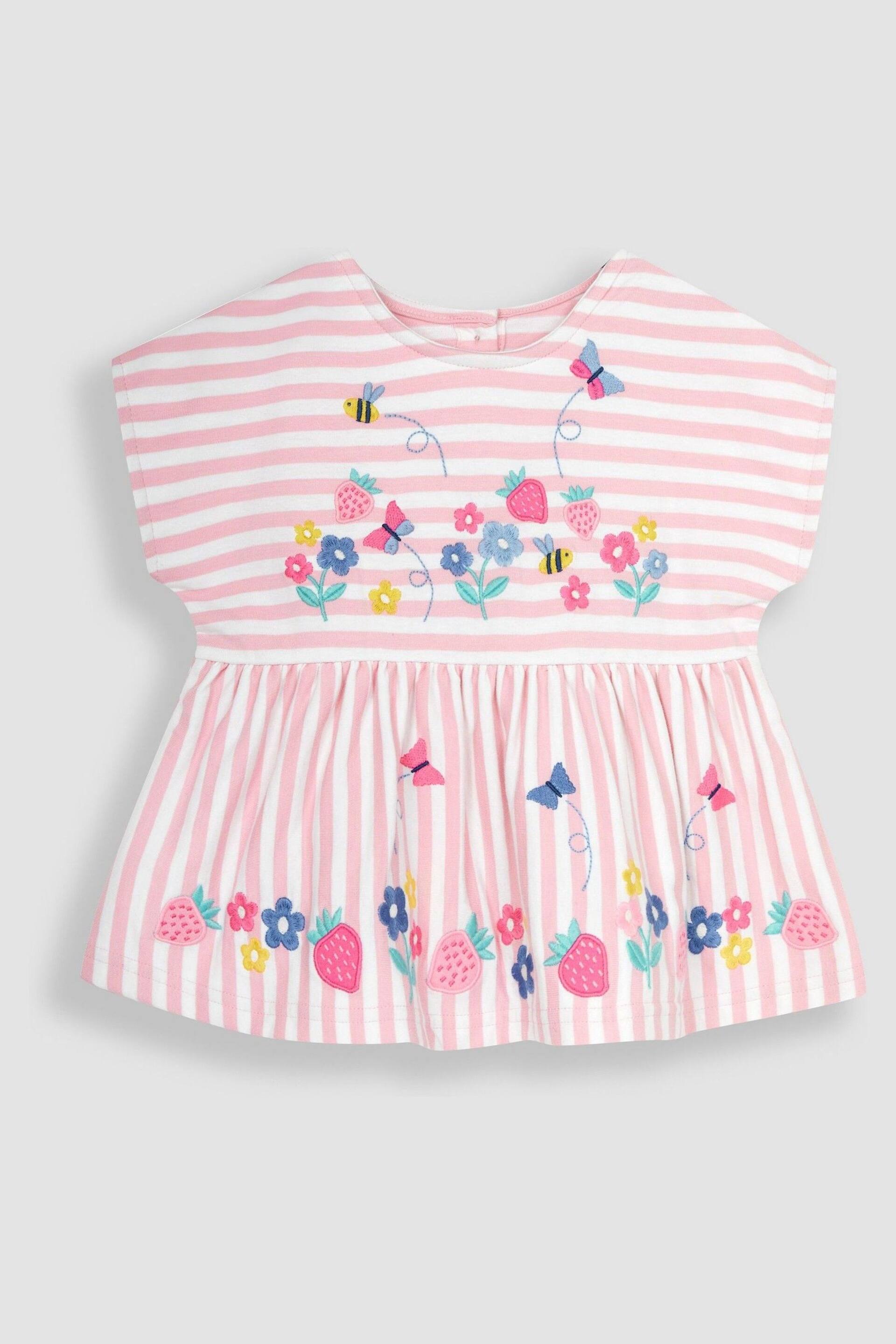 JoJo Maman Bébé Pink 2-Piece Strawberry Appliqué T-Shirt & Shorts Set - Image 2 of 4