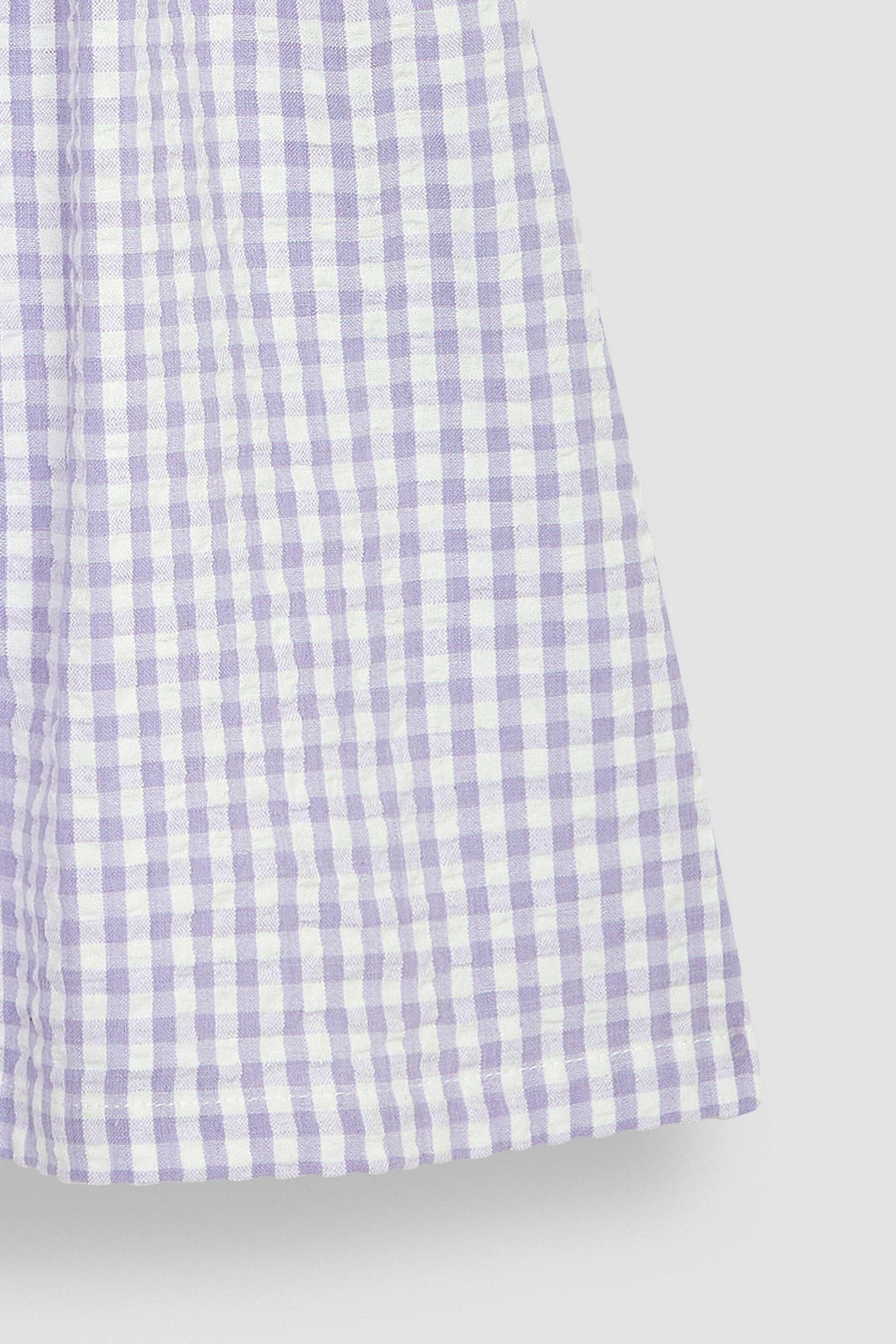 JoJo Maman Bébé Lilac Purple Gingham Button Front Collar Tea Dress - Image 3 of 3