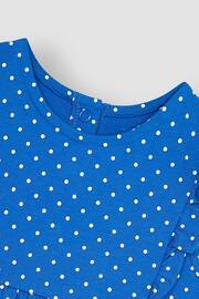 JoJo Maman Bébé Blue Bird Appliqué Frill Shoulder Pretty Summer Jersey Dress - Image 2 of 3