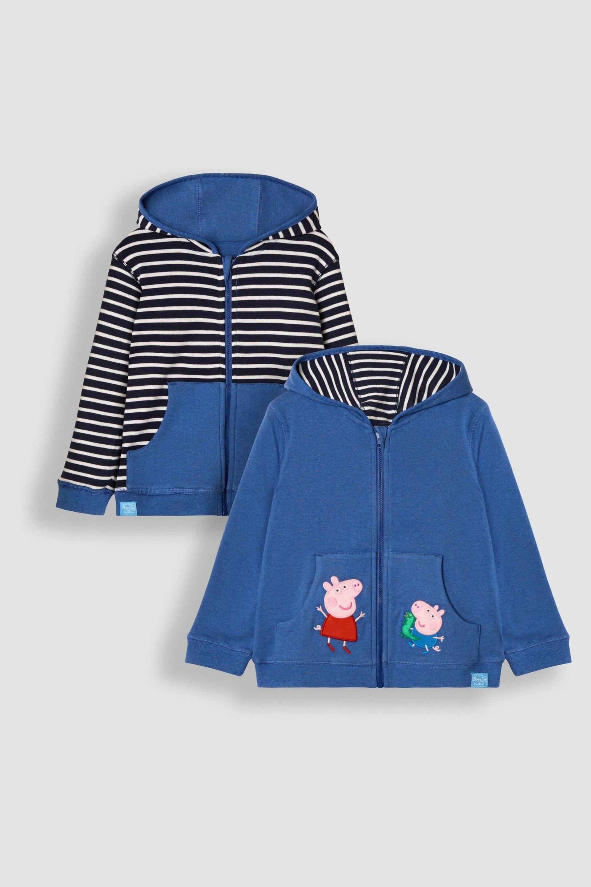 JoJo Maman Bébé Cobalt Peppa Pig Appliqué Reversible Hoodie - Image 3 of 10