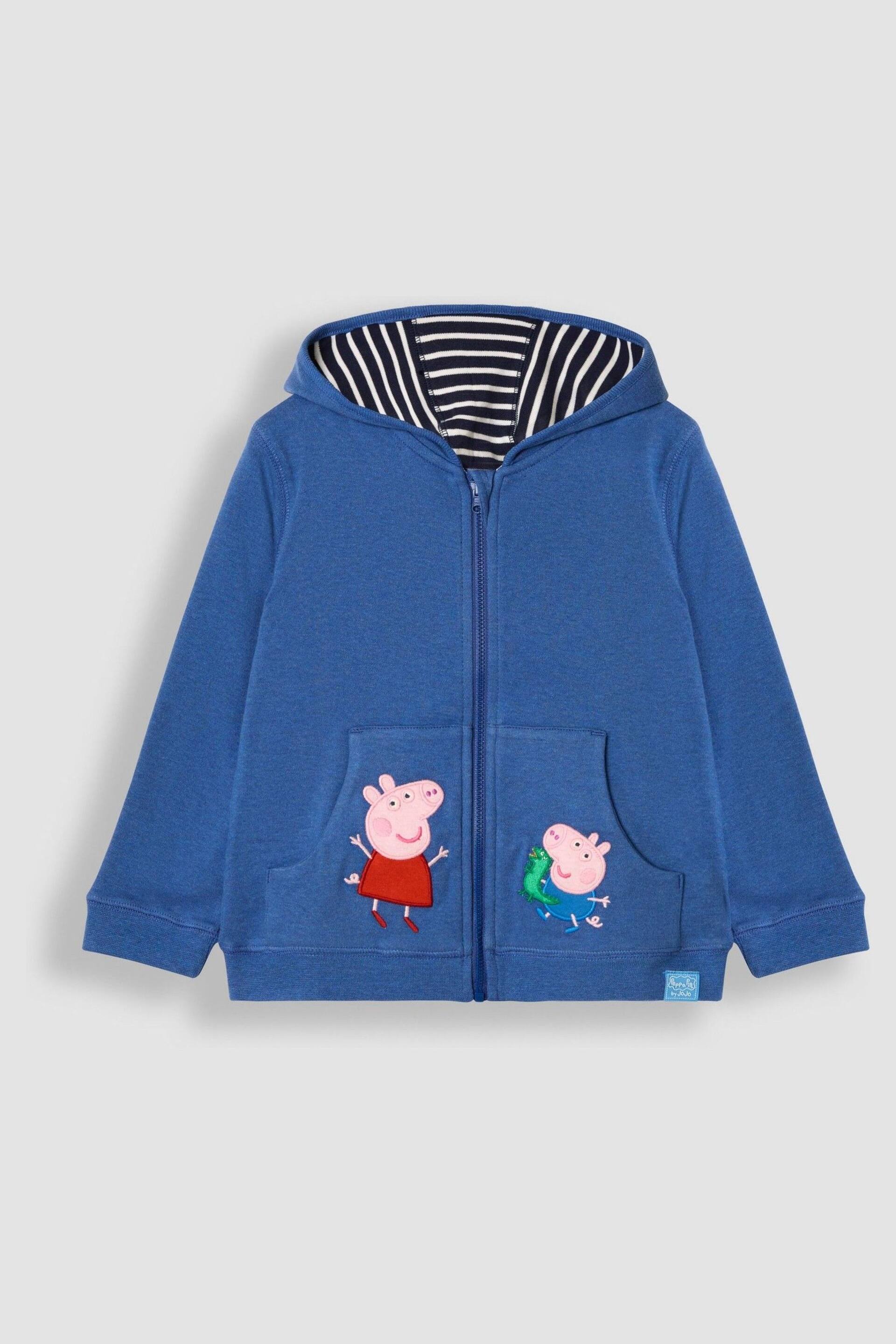 JoJo Maman Bébé Cobalt Peppa Pig Appliqué Reversible Hoodie - Image 5 of 10