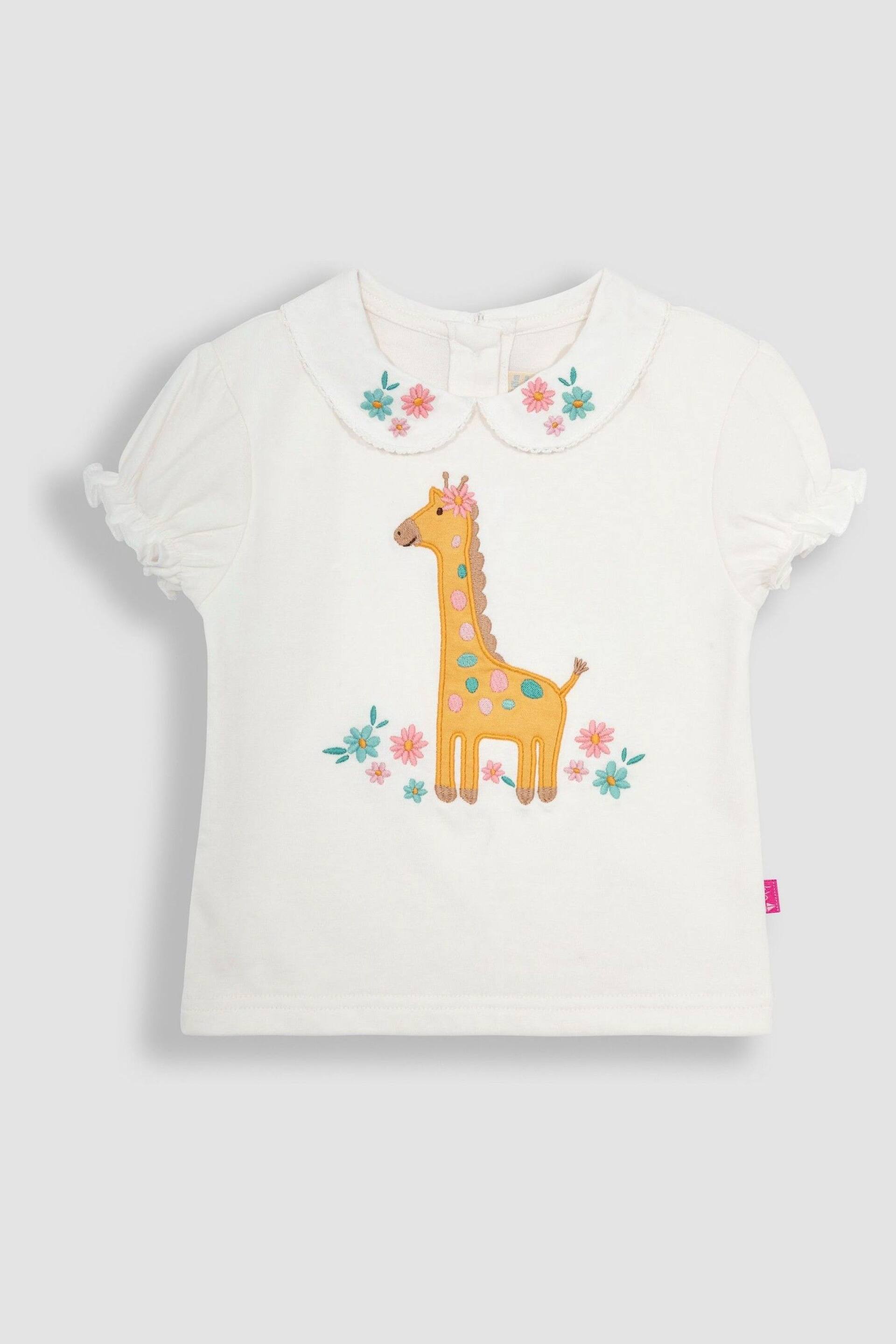 JoJo Maman Bébé Cream 2-Piece Giraffe Applique T-Shirt & Leggings Set - Image 2 of 4
