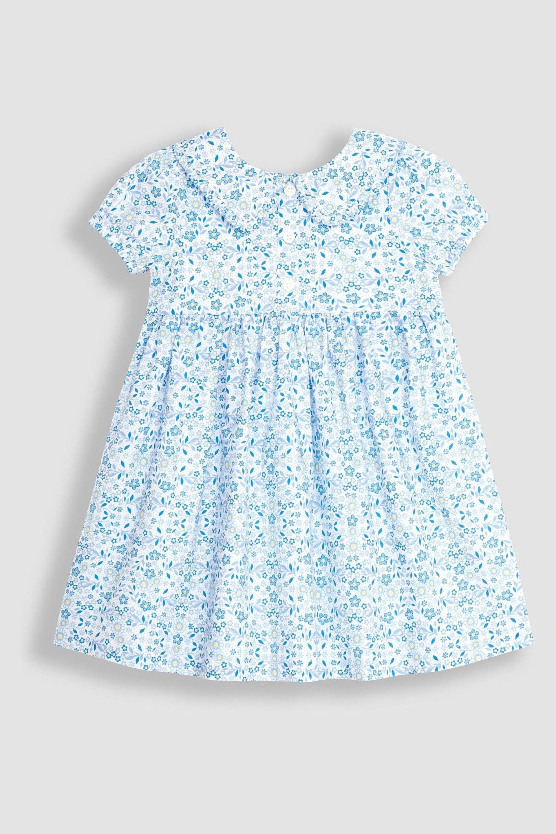 JoJo Maman Bébé Blue Floral Button Front Collar Tea Dress - Image 1 of 3