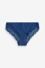 Cream/Blue Printed Bikini Cotton and Lace Knickers 4 Pack - Image 3 of 7
