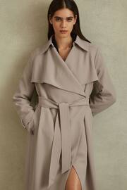 Reiss Mink Neutral Etta Double Breasted Belted Trench Coat - Image 1 of 7