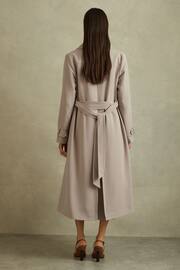 Reiss Mink Neutral Etta Double Breasted Belted Trench Coat - Image 4 of 7