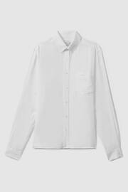 Reiss White Queens Linen Button-Down Collar Shirt - Image 2 of 4