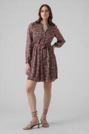 VERO MODA Purple Floral Print Long Sleeve Tie Waist Mini Dress - Image 3 of 5