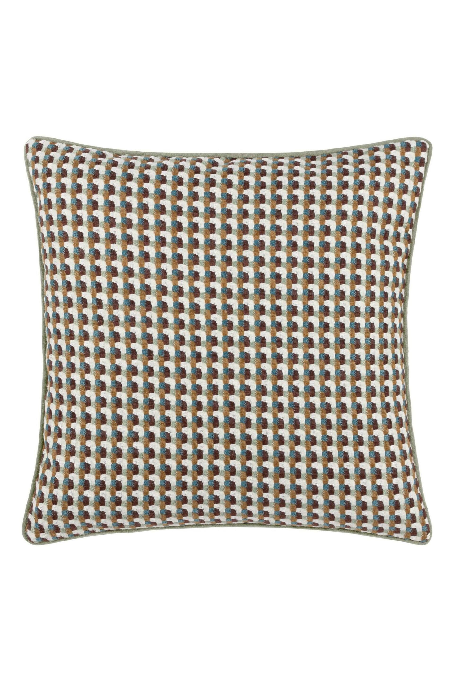 Furn Green Marttel Geometric Jacquard Feather Filled Cushion - Image 3 of 6