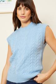 Love & Roses Blue Cable Knitted Tank Top - Image 3 of 4